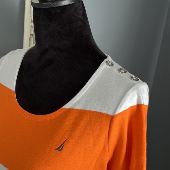 Nautica Multi Color Block Shirt Dress Button Detail Summer Office Sz M NWT - Picture 5 of 9